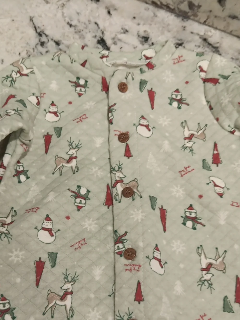 Kyle& Deena 3-6 mo. Mint Green Holiday Print Baby One-Piece